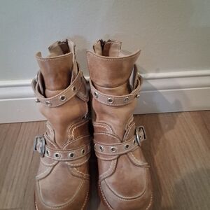 Freebird Tan Leather Boots with Buckle